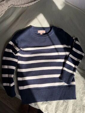 Philosophy Navy and Cream Crewneck Knit Sweater